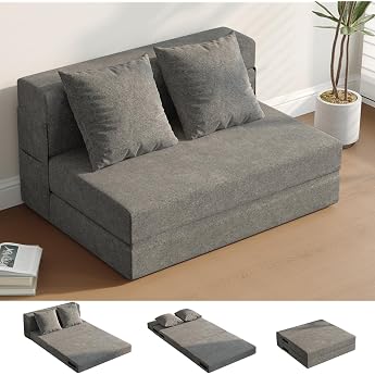 Sleeping Chair with Bed Function 99 cm Folding Sofa Bed Dark Grey