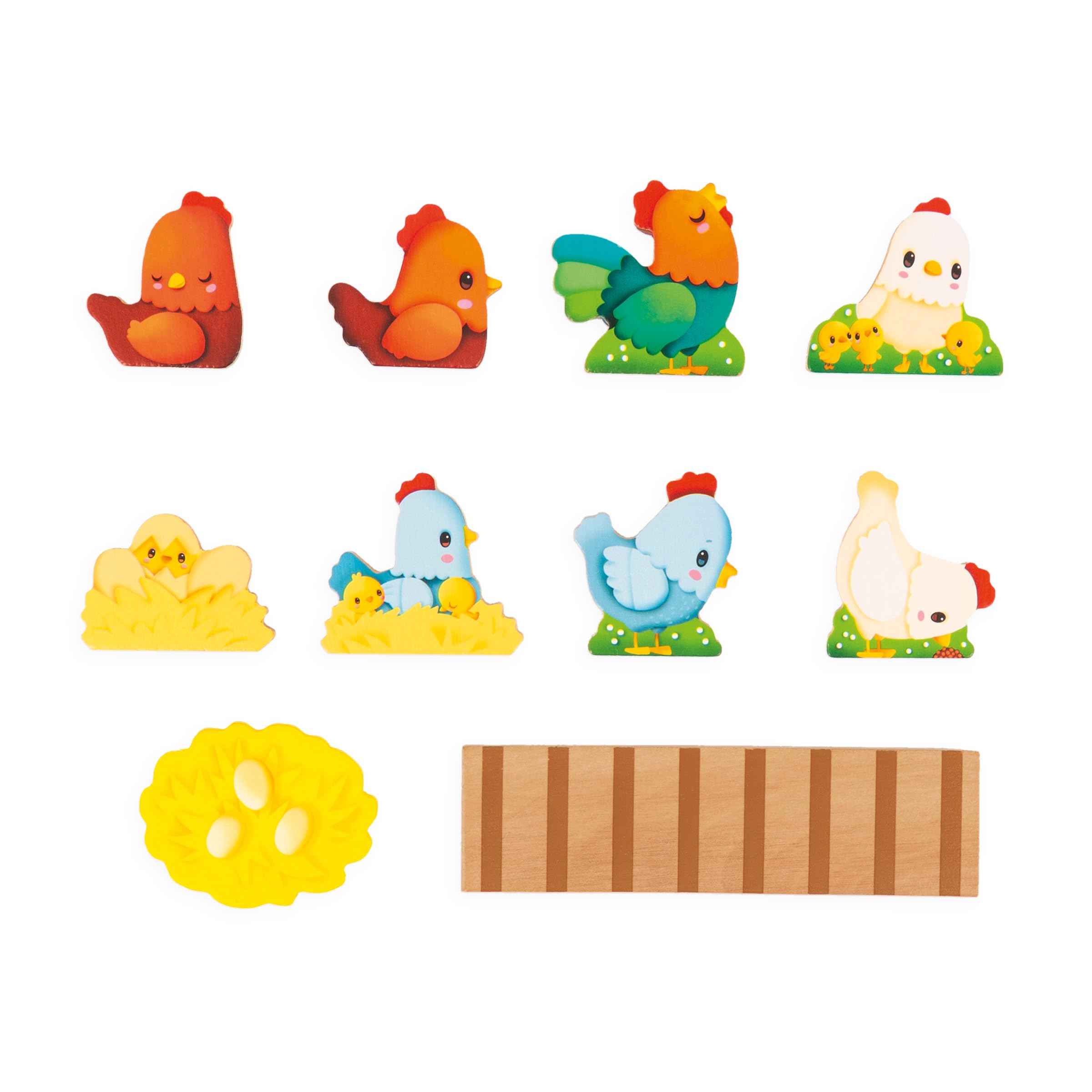 Janod, My First Chicken Coop, Children’s Pretend Play Toy, 1 Chicken Coop + 9 Hens + 1 Ladder, FSC Wood Game - Image 4