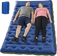 Vista 19 de Colchoneta de dormir para campamento, de 5.9 pulgadas de grosor, con almohada integrada y bomba de pie, almohadilla de dormir autoinflable