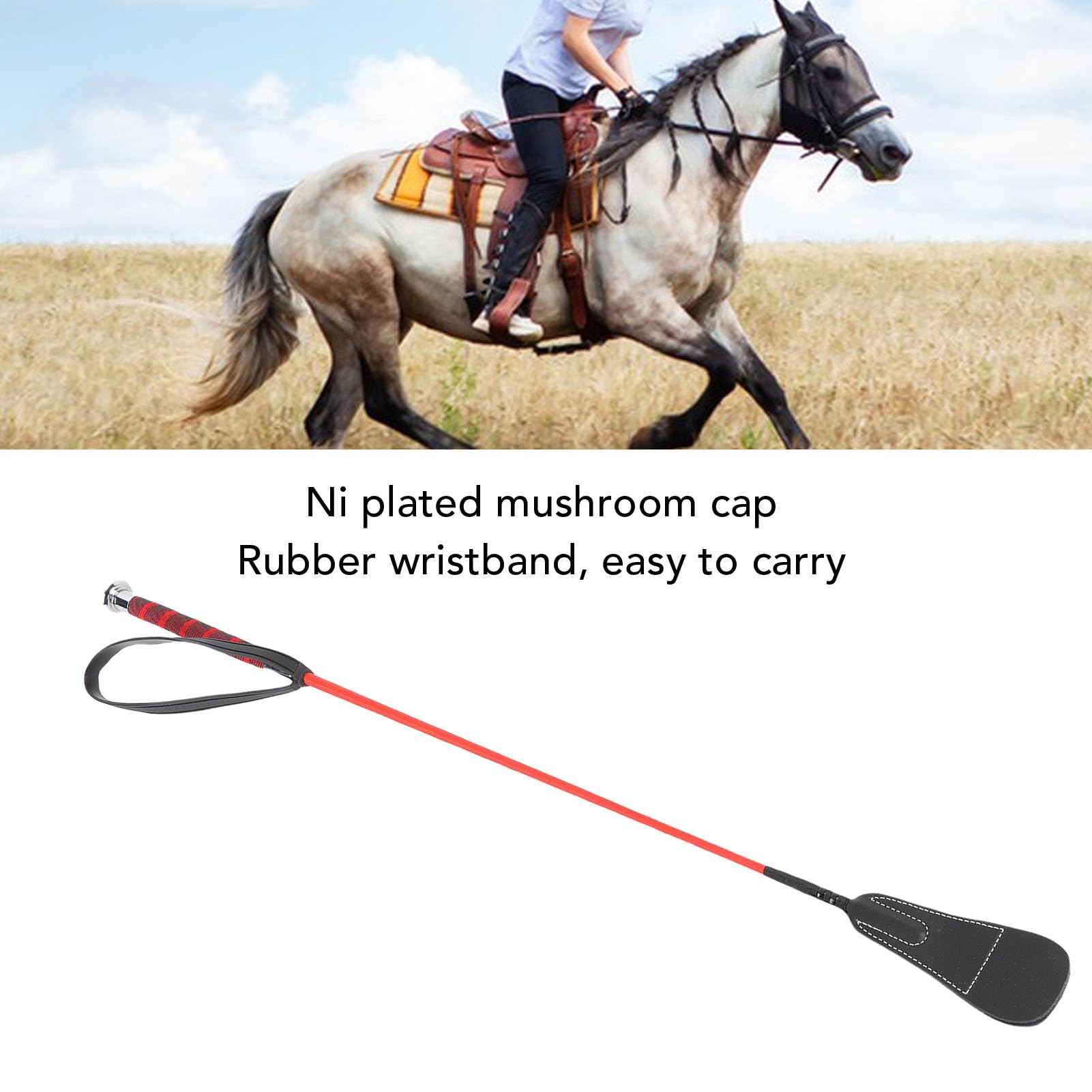 Asixxsix Coltura in Equitazione, Whip a Cavallo da 26,8 Pollici con Palmo del Cinturino da Polso in Gomma, Frusta di Equitazione Equina a Cavallo Non Slip, Attrezzatura Equestre per Gli