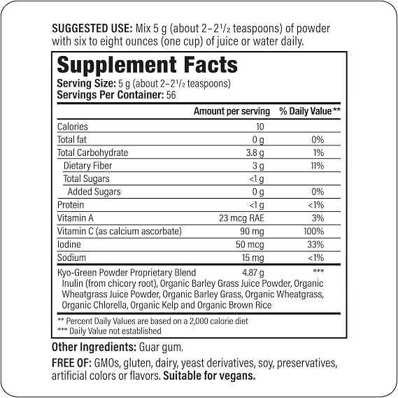 Kyolic Kyo-Green Greens Blend Energy, Powder Drink Mix, 10 oz.