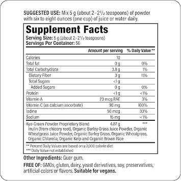 Kyolic Kyo-Green Greens Blend Energy, Powder Drink Mix, 10 oz.