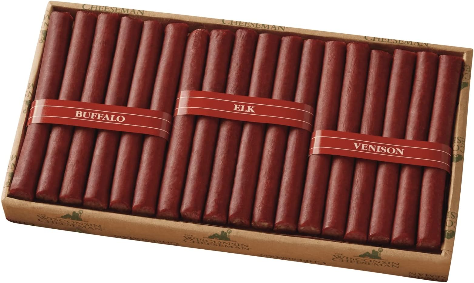 The Wisconsin Cheeseman Wild Game Sticks – Variety Meat Sticks Featuring Buffalo, Elk, and Venison with Pork and Beef Blend – Exotic Meats Gift Packages for Men – Holiday Snack