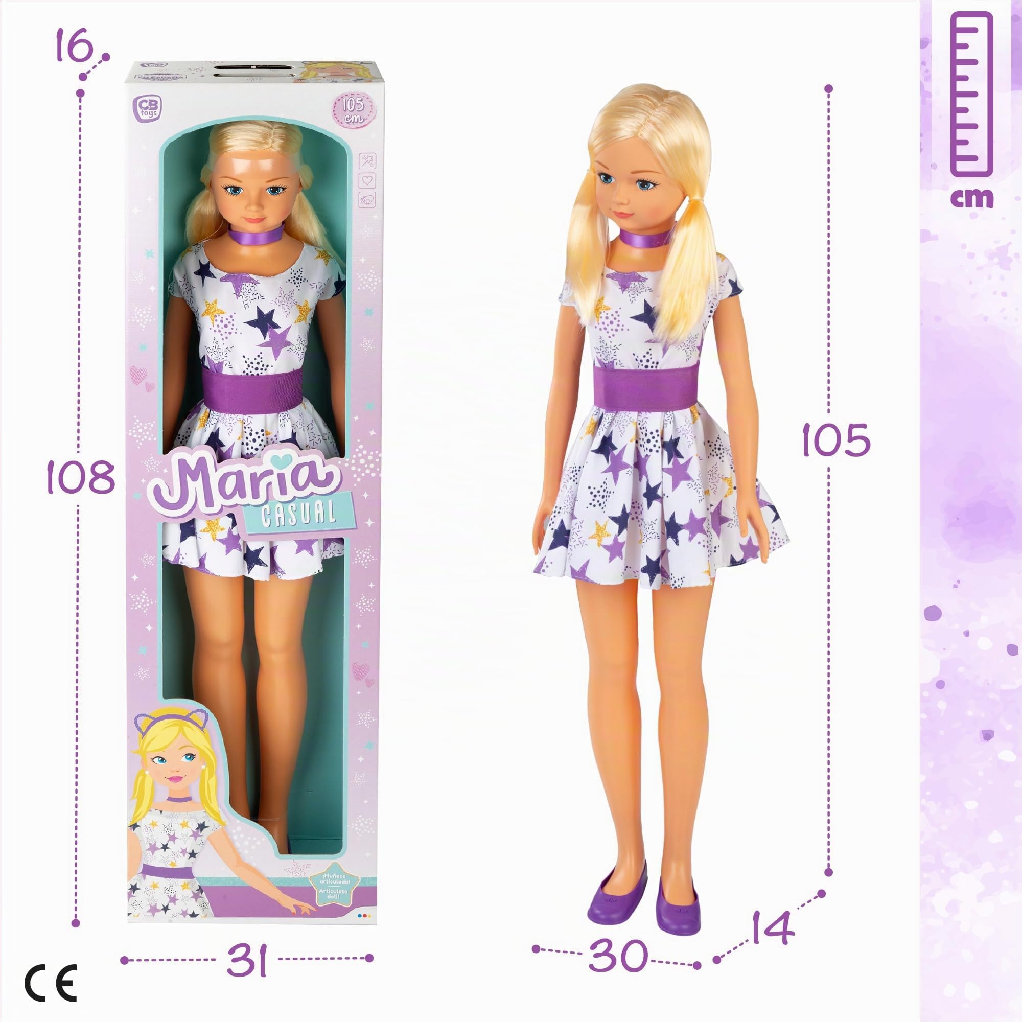 ColorBaby Puppe „Prinzessin“ Puppe 105 cm 105 cm
