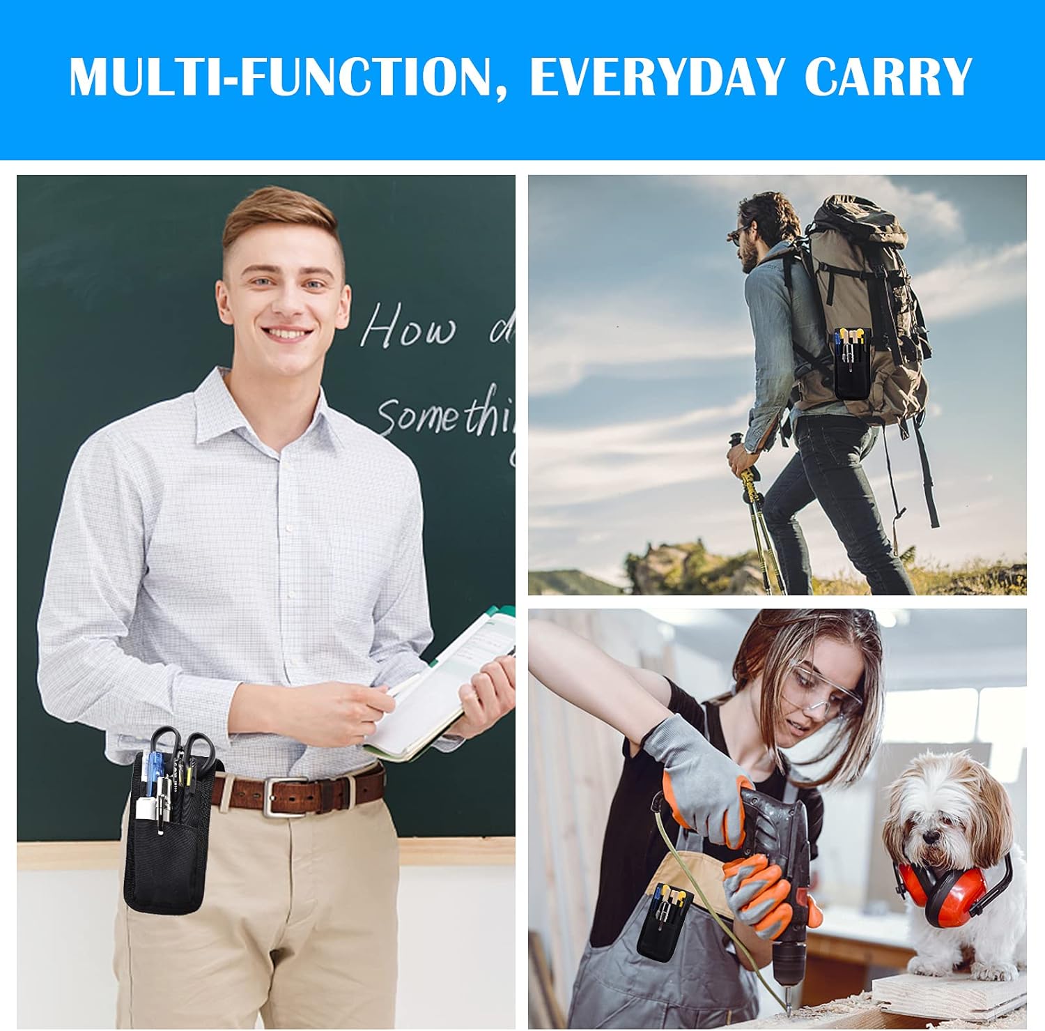 2 Pcs KATOLK Belt Pen Holder, Multifunctional Adjustable Tactical Pencil Pouch, Detachable Military Duty Pencil Sleeve Case, Can Hold Pens, Rulers and Scissors
