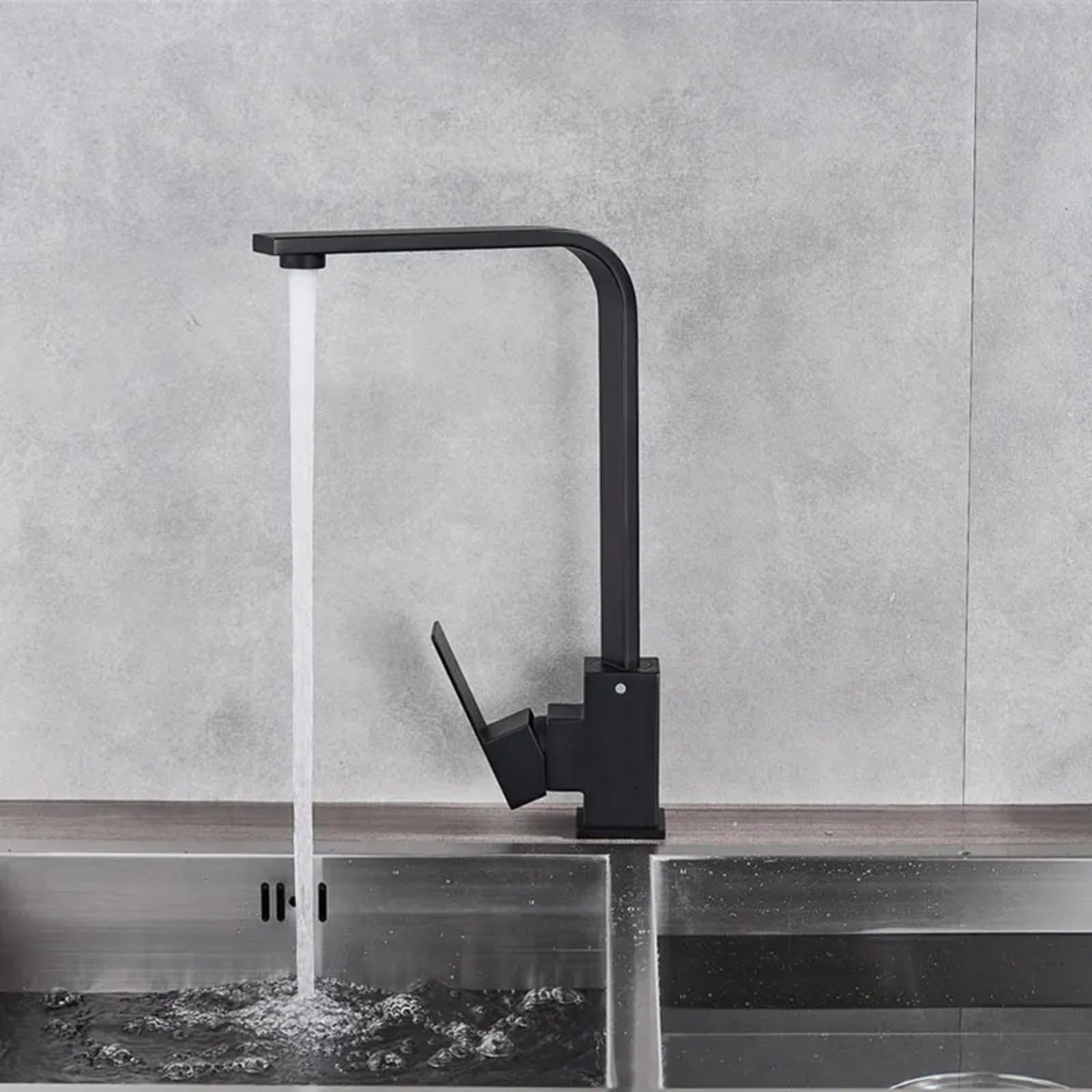 Robinet de cuisine noir mat avec mitigeur eau chaude et froide pivotant à 360 degrés