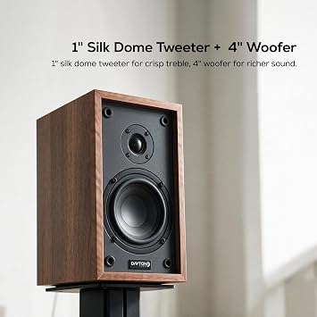 Dayton Audio Classic B40 Bookshelf Speaker Pair 60W Max 6 Ohm 4 Inch Woofer 1 Inch Silk Dome Tweeter Passive 2-Way Hi-Fi Speakers for Music TV PC and Home Theater Wood