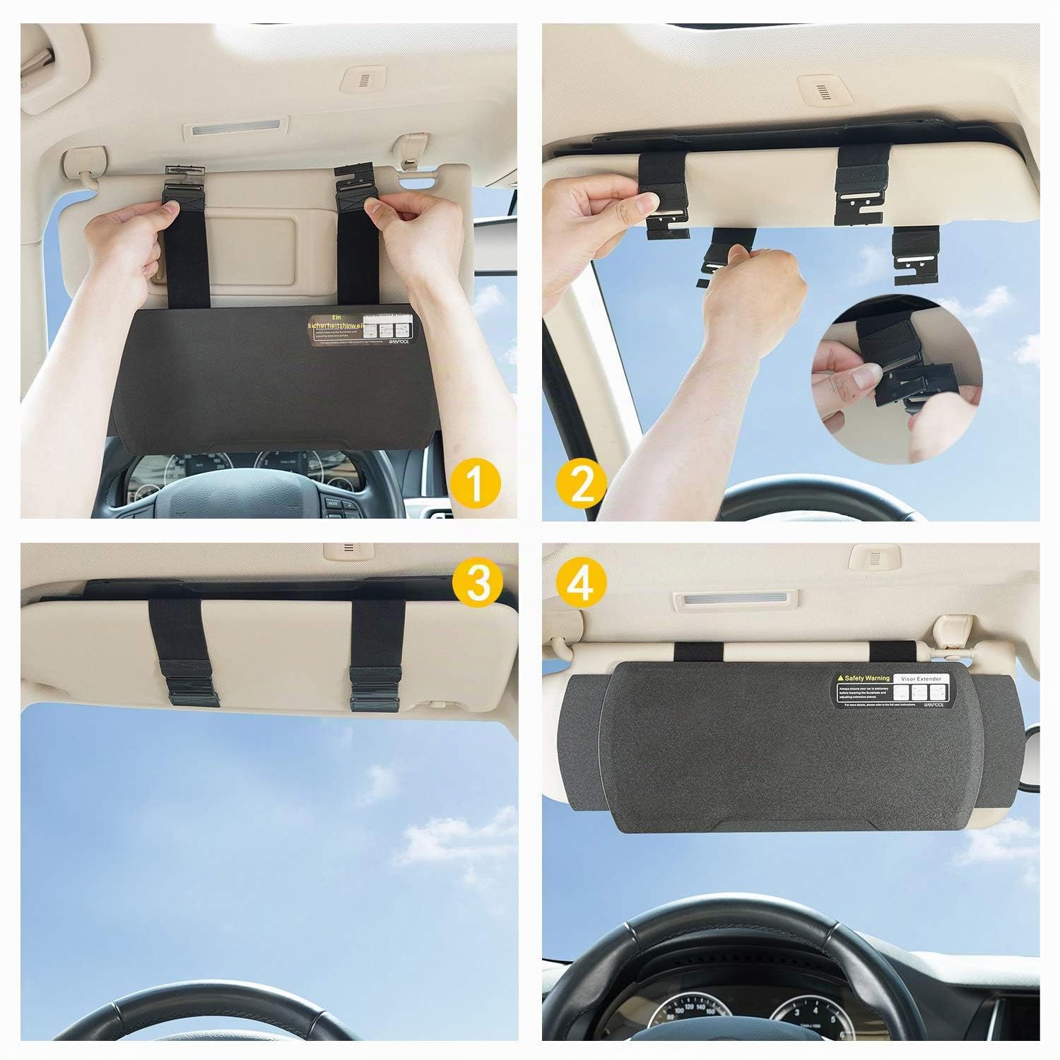 Auto-Visier-Sonnenschutz-Verlängerung, Fensterschutz, blendfreier Sonnenschutz für Fahrer oder Beifahrersitz, 1 Stück (Schwarz)