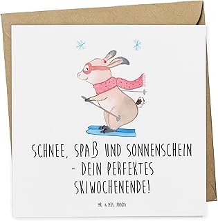 Mr. & Mrs. Panda Gutschein Skiwochenende Spaß - Geschenk, Karte, Geschenkkarte, Sonnenschein, Gutscheinkarte, Geschenkidee, Geschenkgutschein, Schnee, Überraschung, Bergurlaub, Erlebnisgeschenk