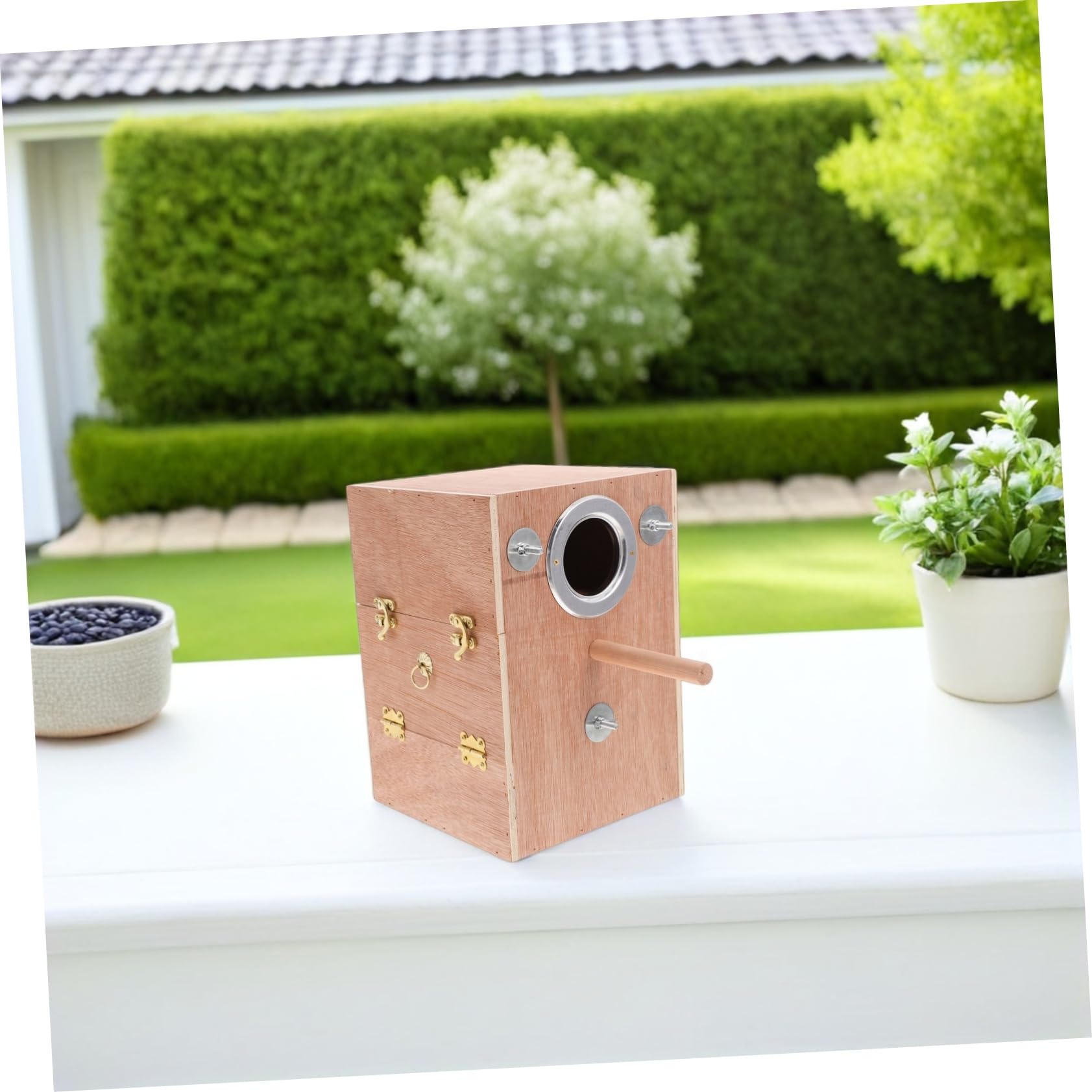 TOYANDONA Caja De Cría para Loros Casa De Madera para Pájaros Nido para Periquitos con Percha Caja Nido De Madera para Agapornis Casa para Pájaros para Pinzones para Periquitos para Su Uso i