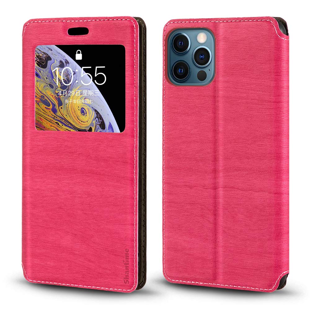 Custodia Flip In Pelle PU Con Finestra Visibile Per IPhone 5 - Chiusura Magnetica, Slot Per Carte E Supporto Orizzontale - Marrone