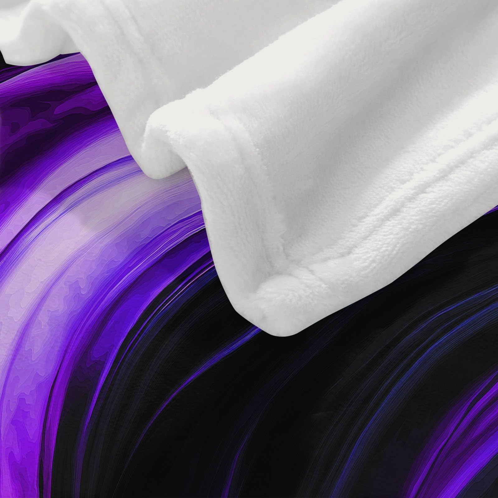 220 x 240 cm Manta de Franela Ultra Suave Líneas Elegantes Giratorias Abstractas Manta Multifuncional, Cálida para Todas Las Estaciones Violeta, Deal como el Mejor Regalo para Familia y Amigos