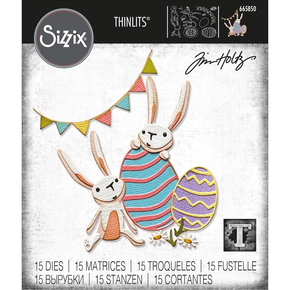 SizzixThinlits Die Set 15PK Bunny Games by Tim Holtz, 665850, Multicolor, One Size