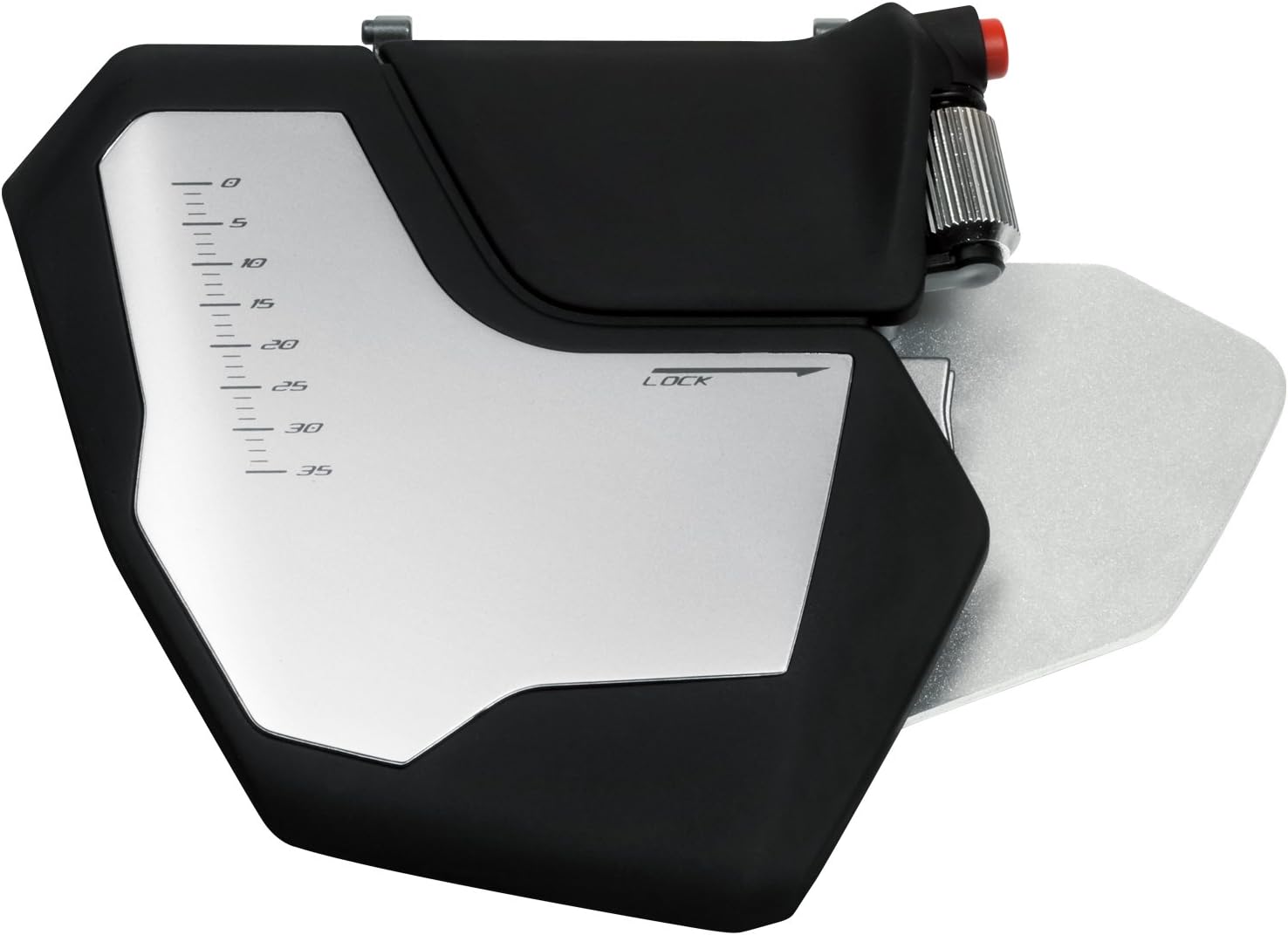 Close-up of the left palm rest module with a scroll wheel and button