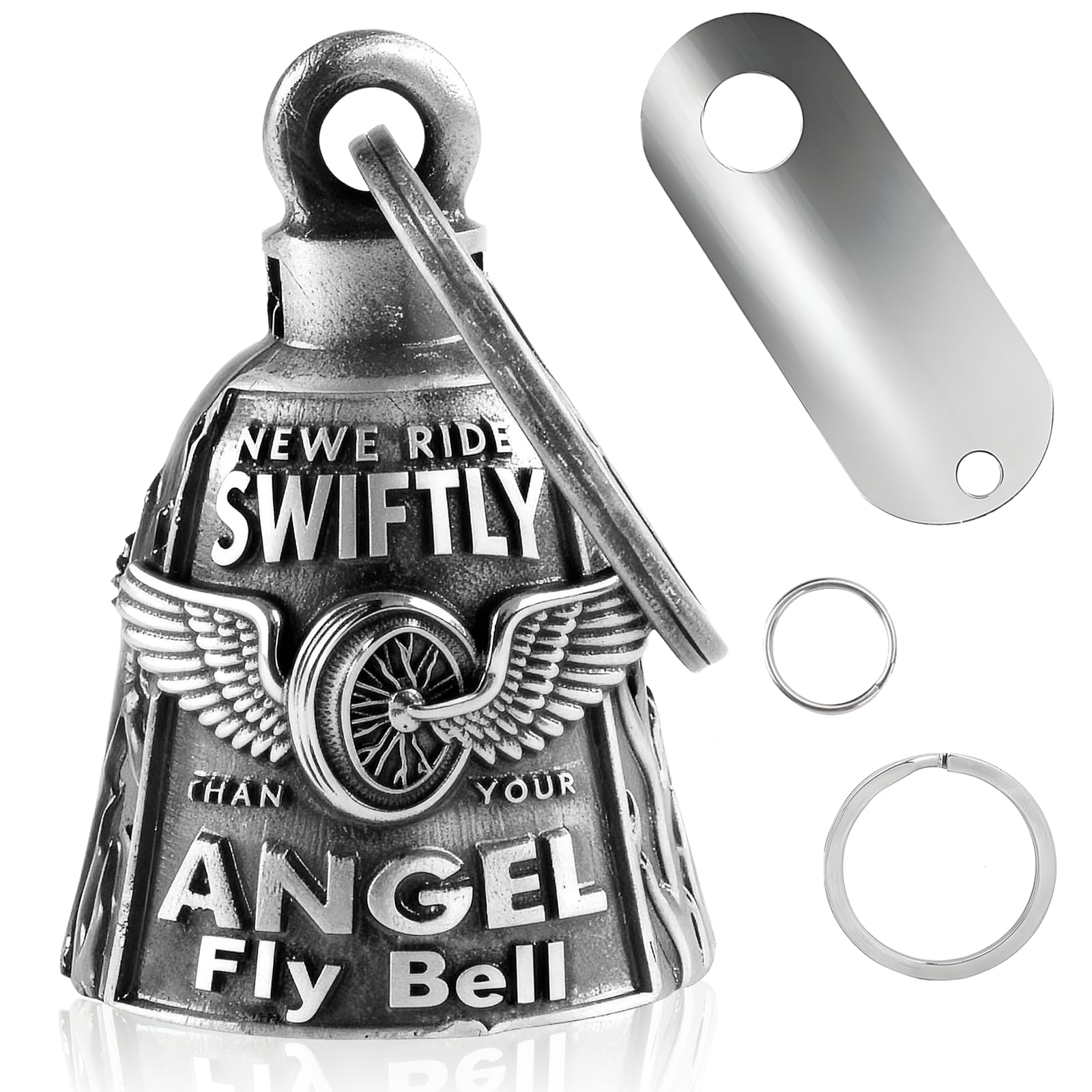 HIAHXC Guardian Bell for Motorbikes,Motorcycle Good Luck Charm & Protection Bell with Keychain Ring,Engraved Metal Biker Bell for Harley, Cruiser, Chopper,Gift for Bikers