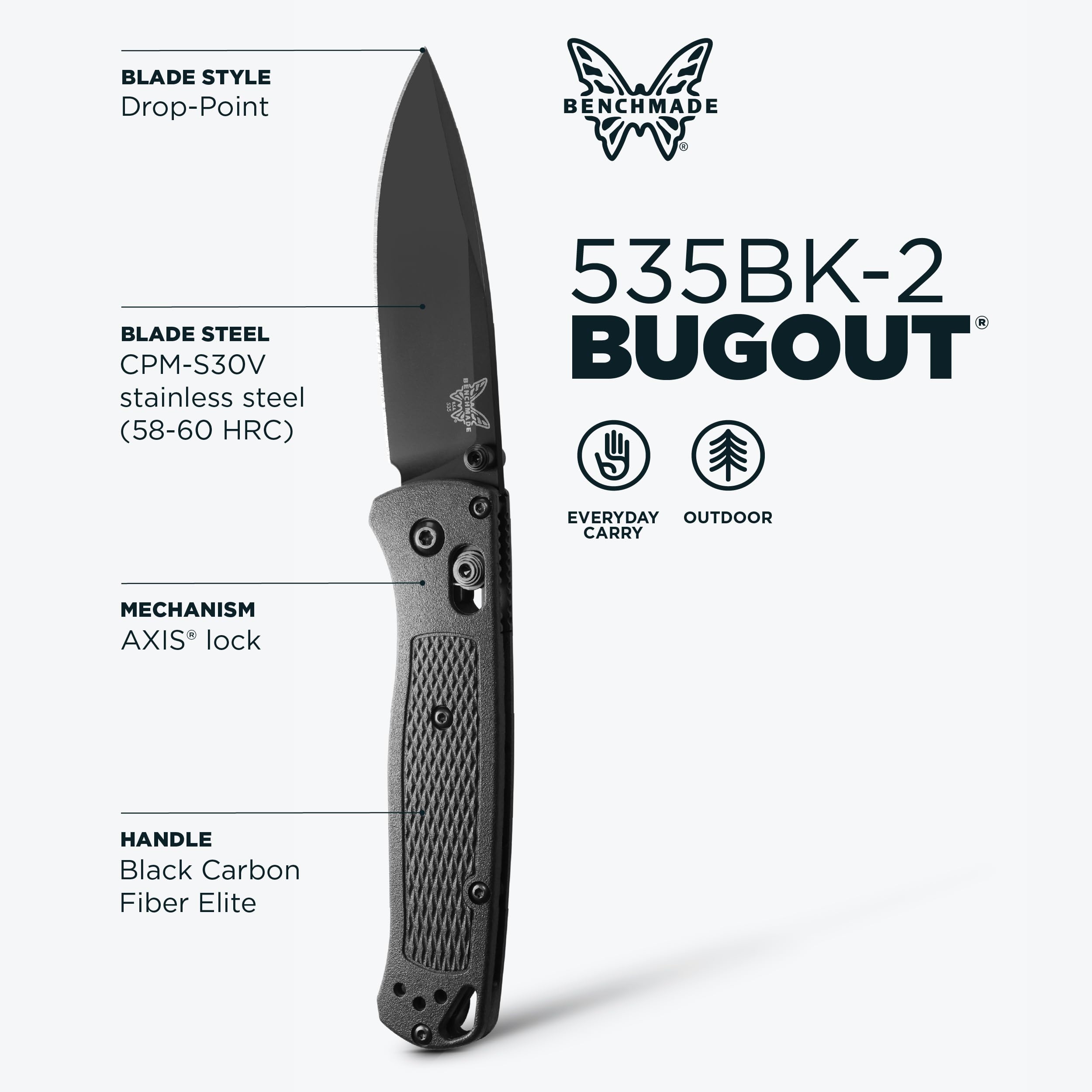 Amazon.co.jp: ベンチメイド 535BK-2 バグアウト ブラック-ブラック