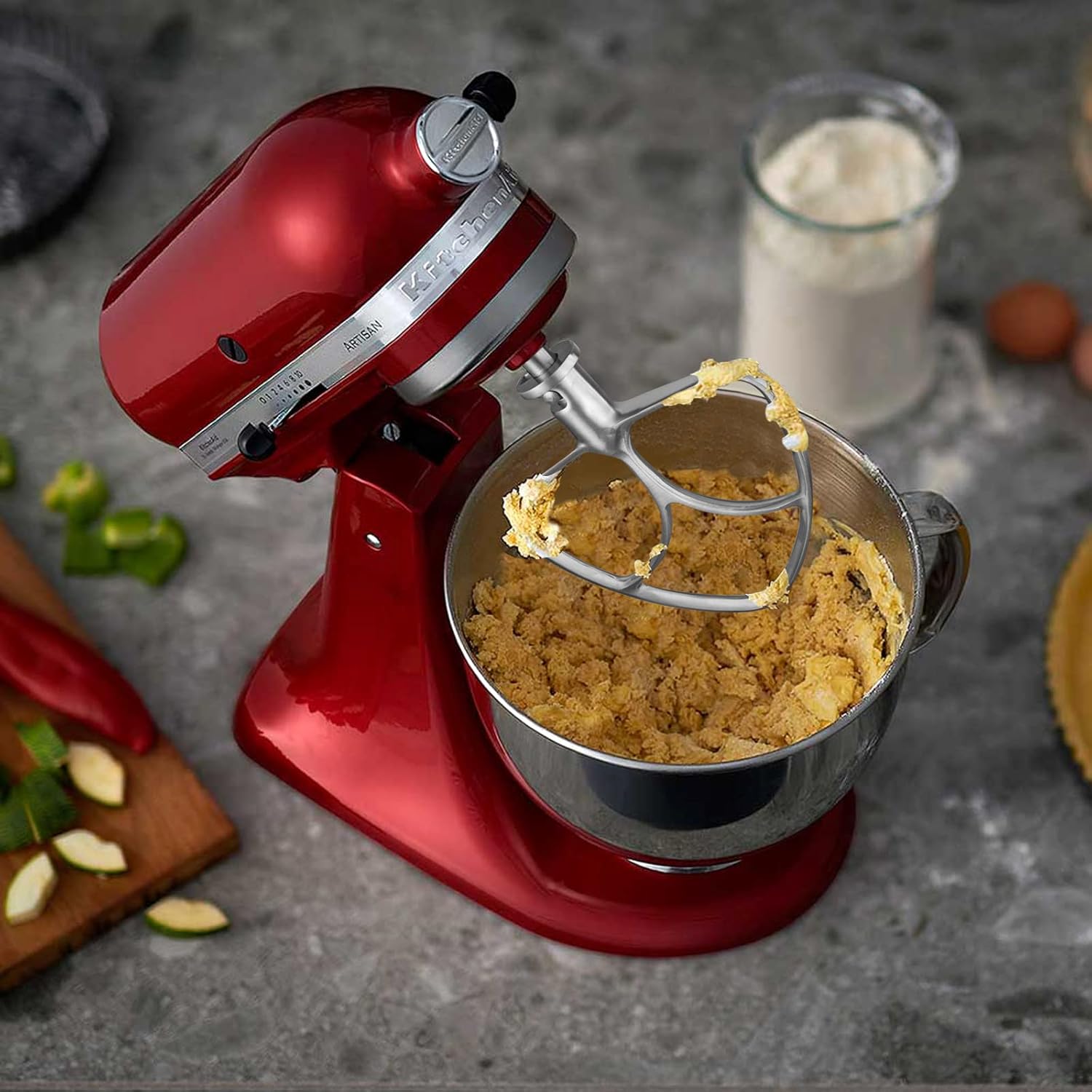 Gdrtwwh Wire Whip Dough Hook Flat Blade for KitchenAid 4.5-5 Qt. Tilt-Head Stand Mixers Accessory, Dishwasher Safe