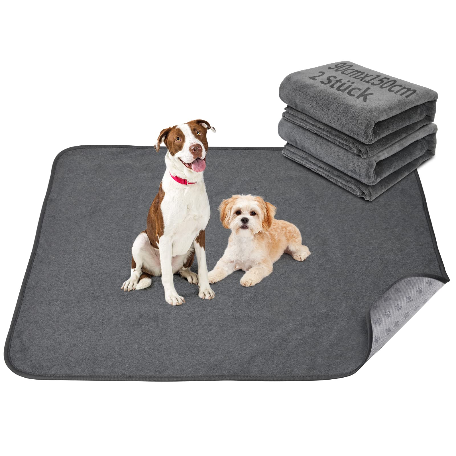 2 Empapadores Lavables para Cachorros, 104 x 104 cm, Absorbentes Rápidamente, para Mascotas, Reutilizables, para Entrenamientos para Cachorros, Grandes, Viejos o Perros Incontinentes