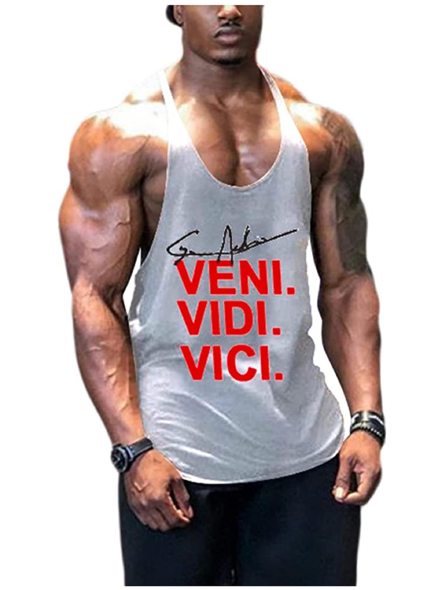 Befox Men's Gym Stringer Vest Strap Stretchy Cotton Athletic Casual Tank Top