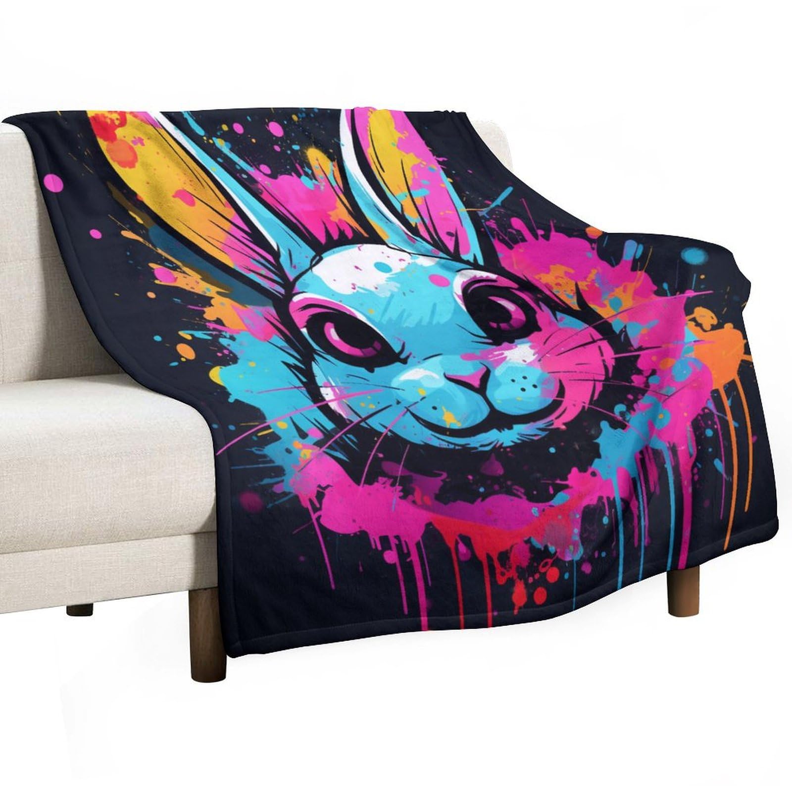 ECWECC Rabbit Blanket Gifts for Humans Sofa Throws Animal Bunny Soft Cozy Warm Flannel Bedding for Girls Kids Adults Couch Travel Outdoor Birthdays Valentine's Day 30"x40"inch