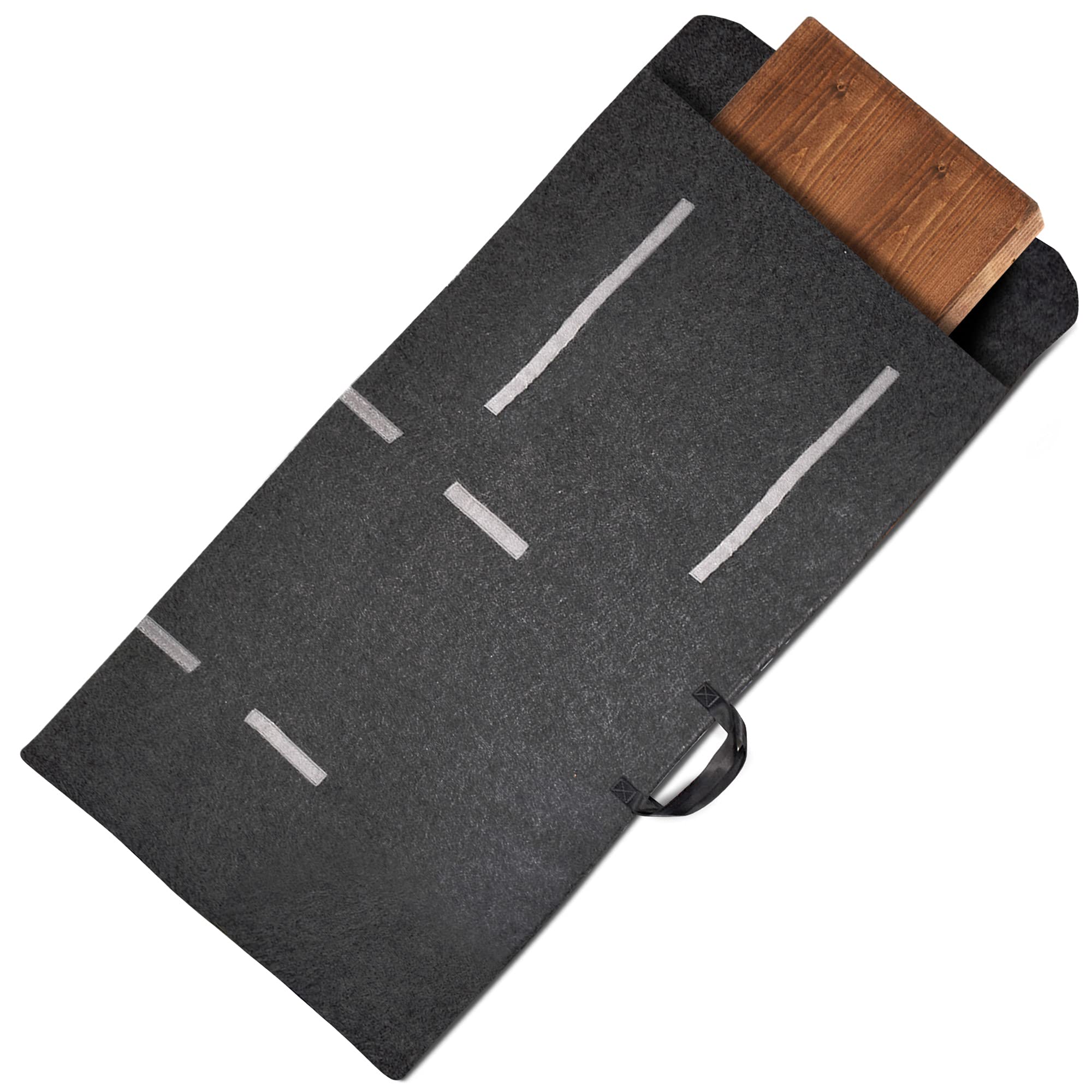 Sorefy Heavy Duty Felt Thick Lined Interier and Exterior Dining Table Leaf Large Storage Bag with Handle to Carry, Water and Scratch Resistant, Adjustable Velcro Closure Up to 29" x 50", Gray
