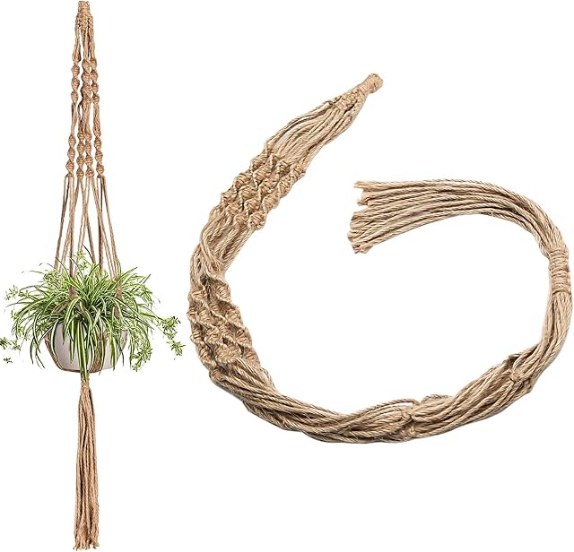 Eyerayo Plant Hanger, Macrame Hanging Plant Holder Handmade Jute Rope Flower Pot Hangers Basket for Indoor Outdoor Boho Home Décor