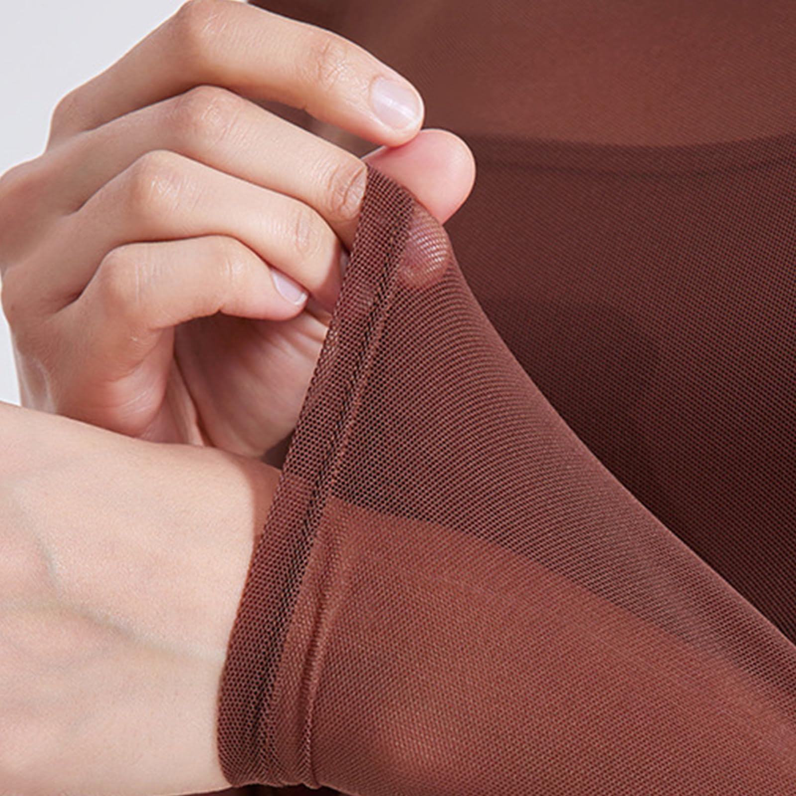 Top corto da donna a maniche lunghe, trasparente, doppia fodera, aderente, casual, per allenamento, palestra, yoga, camicetta