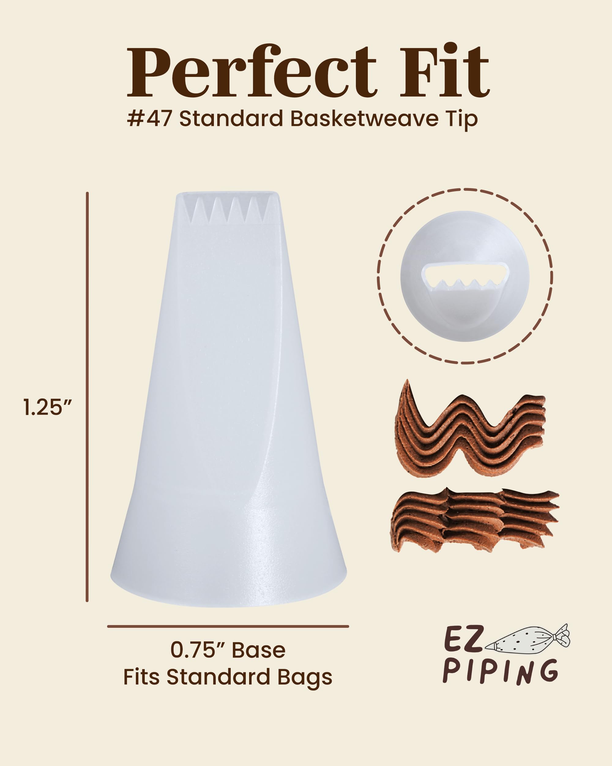 Puntas de plástico reutilizables – Punta de tejido de cesta de tamaño estándar #47 boquillas de glaseado hechas de plástico de grado alimenticio, kit de decoración de pasteles, suministros