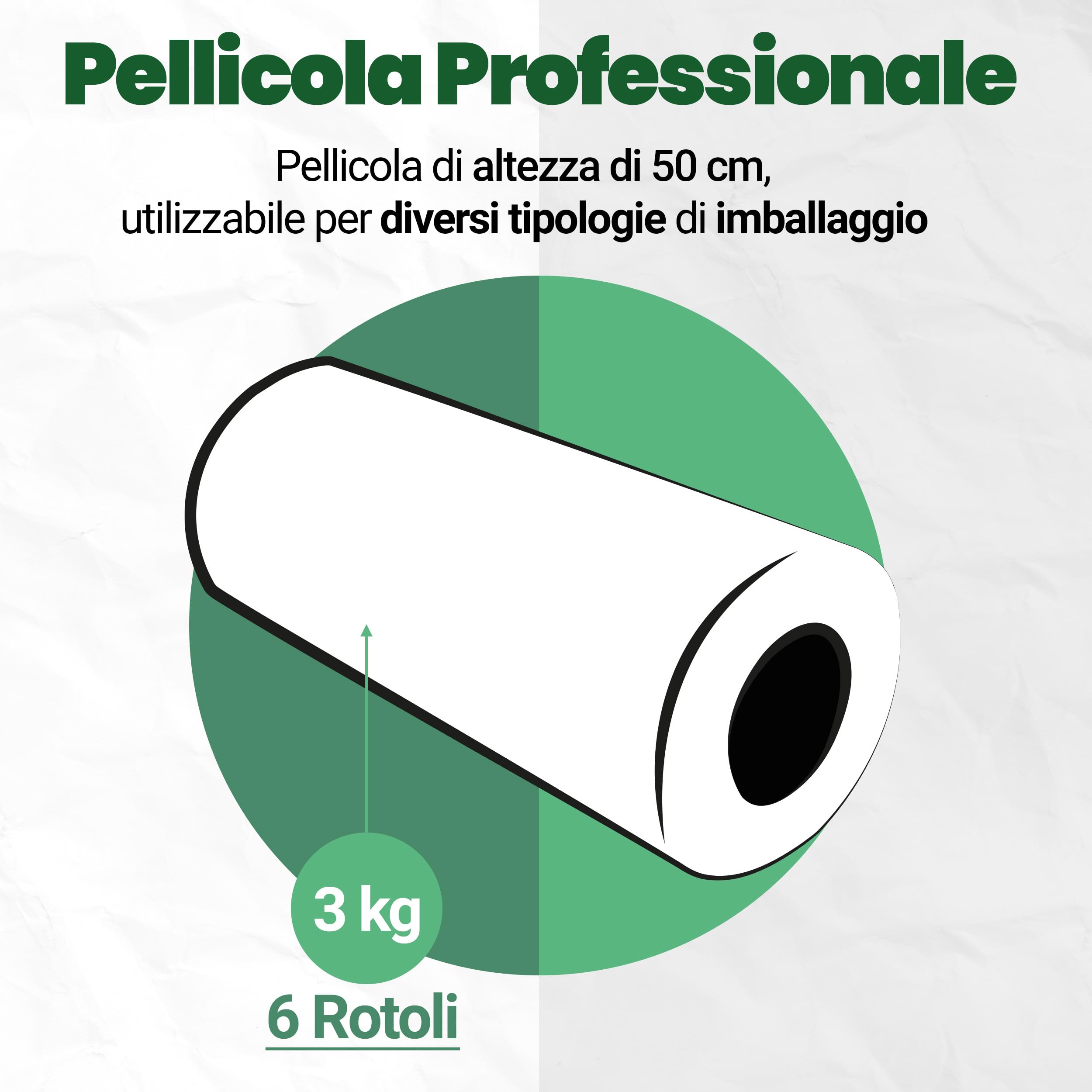 PLASTISAK - Pellicola Trasparente per Imballaggio 3 kg 6pz - Film Professionale in Cellophane per Protezione Oggetti