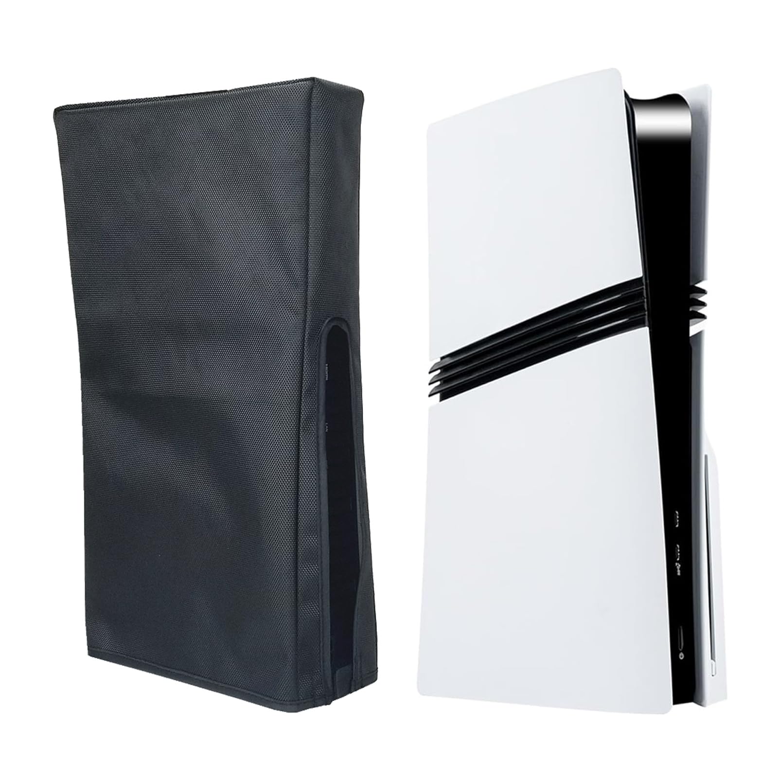 Cubierta antipolvo para consola PS5 Pro, tela Oxford, antiarañazos, impermeable, con puerto de cable trasero para Sony PlayStation 5 digital, versión de disco y versión de disco (negro)
