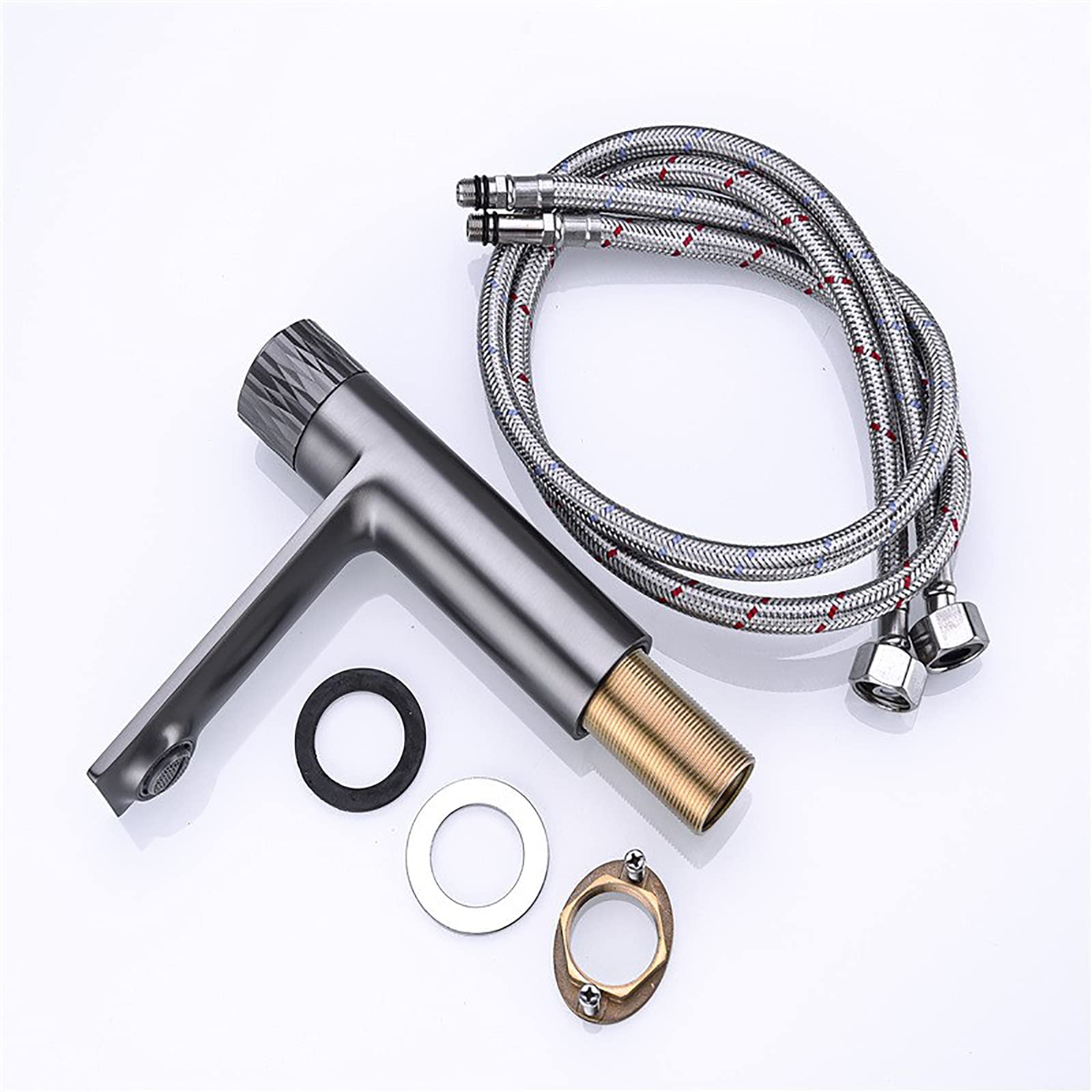 kitchen sink faucet Basin Faucet Brass Bathroom Sink Faucet Single Handle Basin Mixer Tap Deck Mounted Vanity Faucet Sink Mixer Tap Hot and Cold Lavatory Faucet,Brushed Gold (Brushed Gold) drinking
