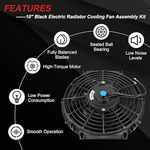 Vista 10 de JDMSPEED Nuevo 14 "pulgadas universal delgado ventilador push pull radiador eléctrico enfriamiento 12V kit rojo