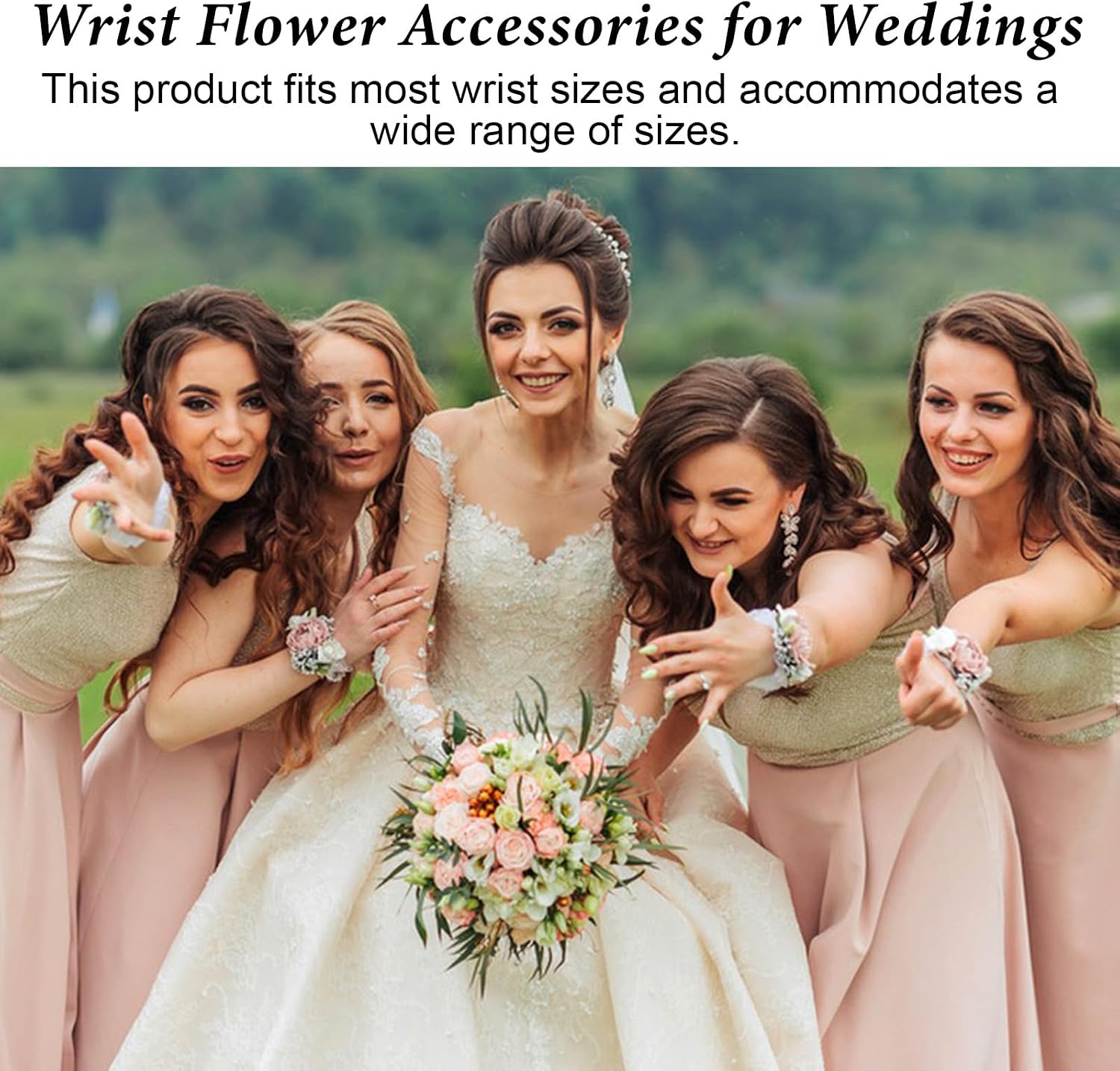 6Pcs Corsage Wristlet Bracelets Silver Slap Wrist Corsage Band