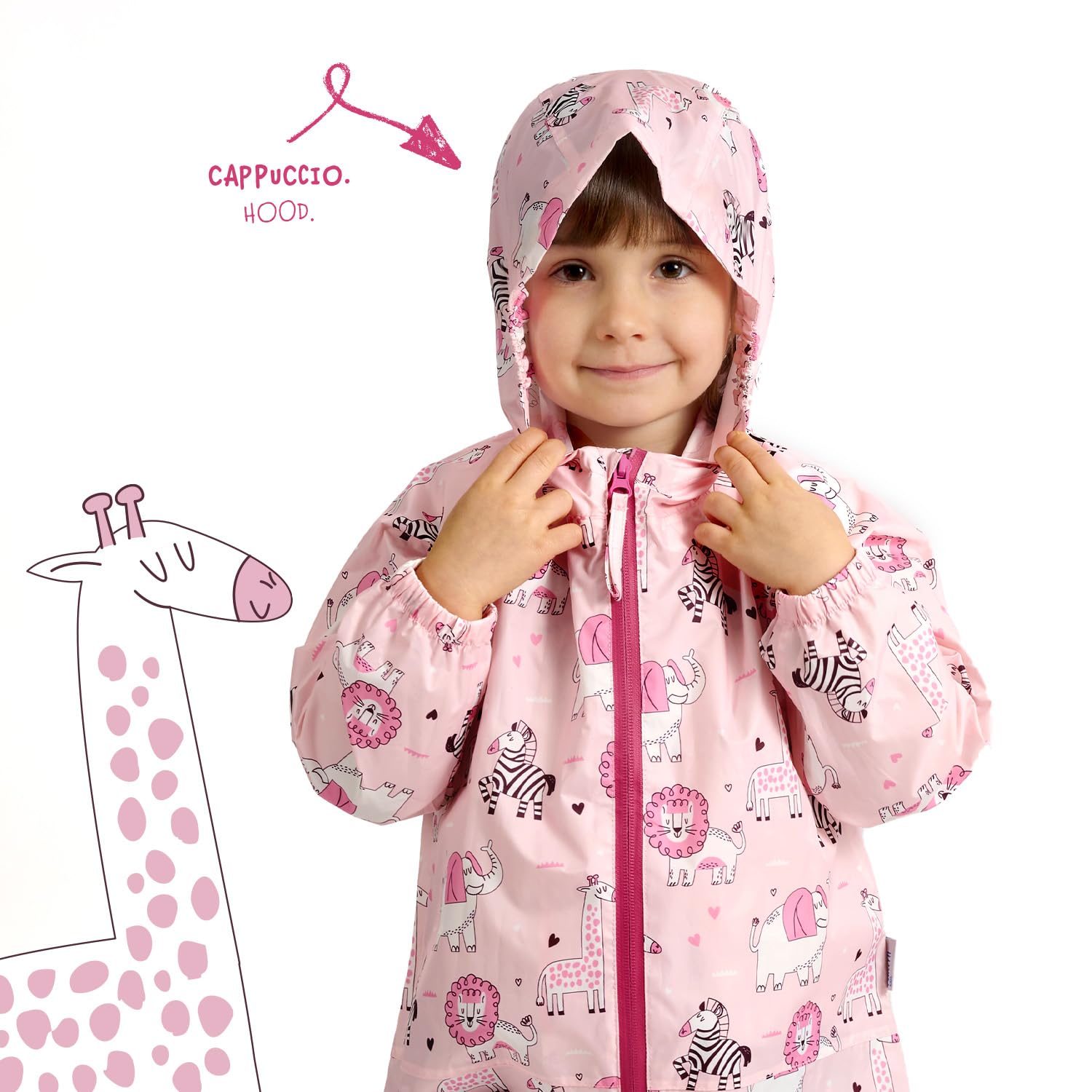 PERLETTI Combinaison de Pluie Enfant Imperméable - Veste Vetements Pluie à Capuche Garçon Fille Résistant Lèger avec Bandes Réfléchissantes