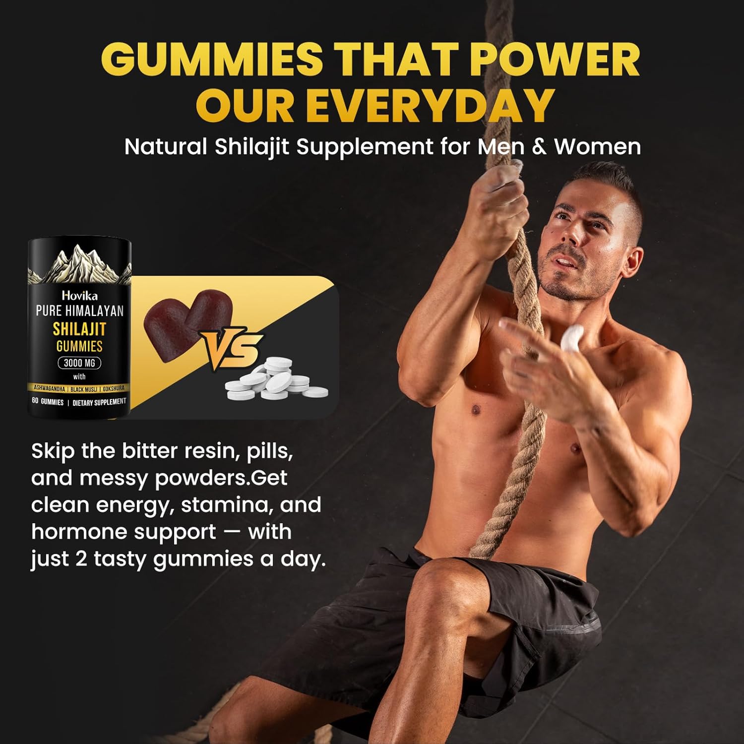 Shilajit Gummies for Men & Women - Shilajit Gold Gummies Rich in Ashwagandha, Gokshura with 85+ Trace Mineral & Fulvic Acid - Support Energy, Vitality & Immune - Sugar Free Natural 60ct - Image 6