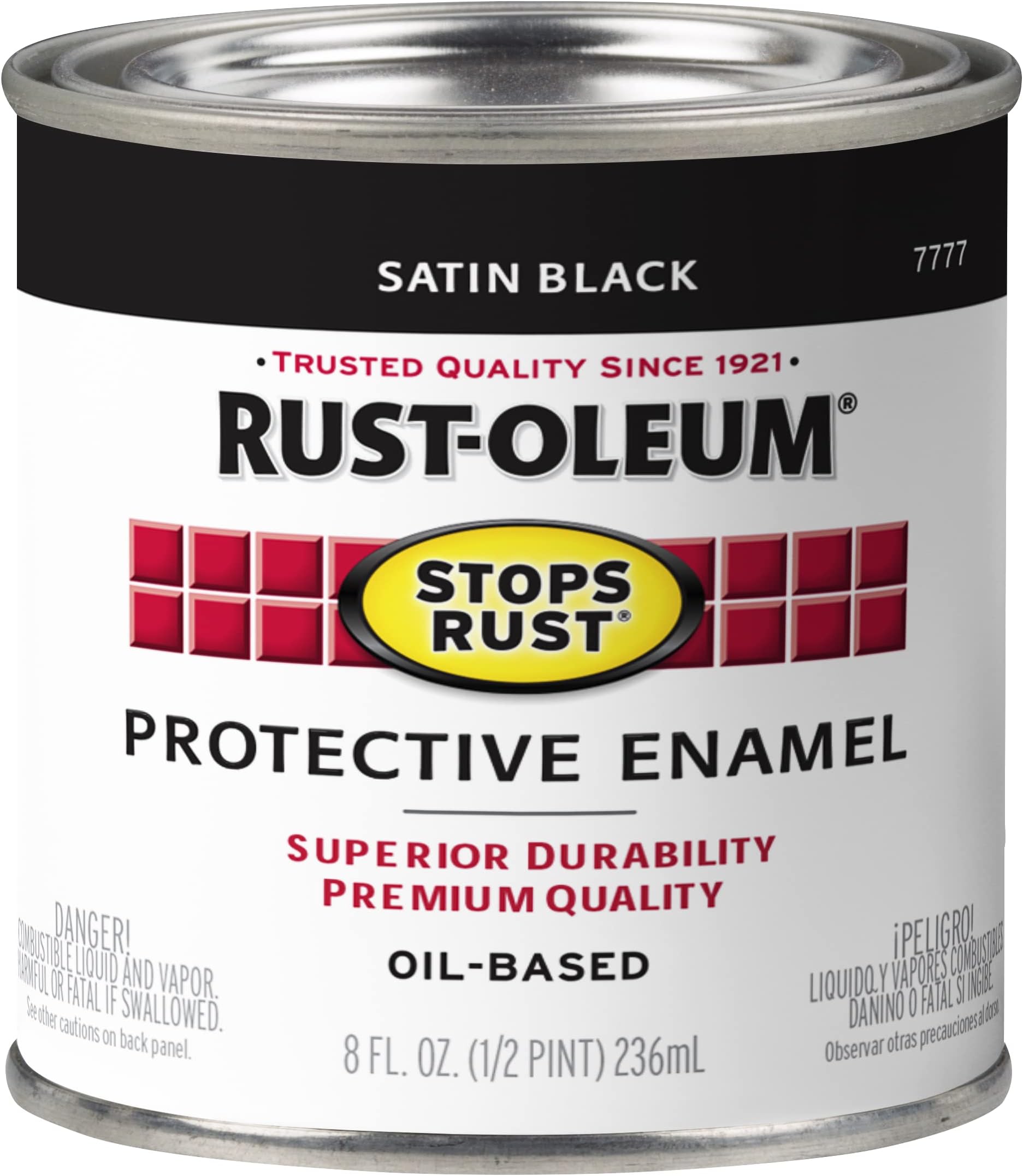 7777730 Stops Rust Brush On Paint, Half Pint, Satin Black