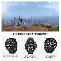 Vista 6 de PlayBetter Garmin Instinct Crossover AMOLED Tactical (negro) Caja de regalo de reloj inteligente GPS para exteriores, pantalla analógica