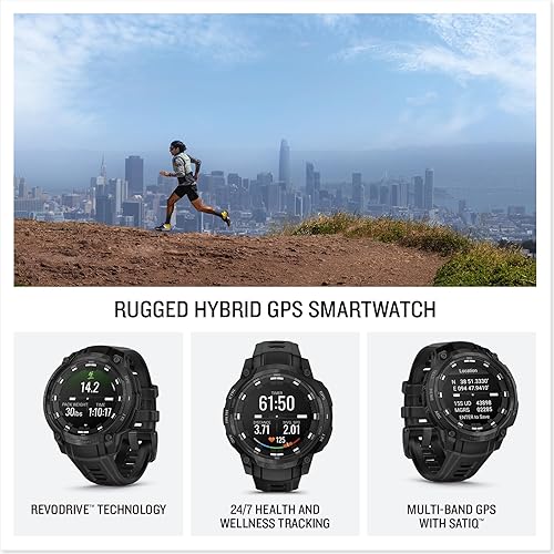 Miniatura 6 de PlayBetter Garmin Instinct Crossover AMOLED Tactical (negro) Caja de regalo de reloj inteligente GPS para exteriores, pantalla analógica,