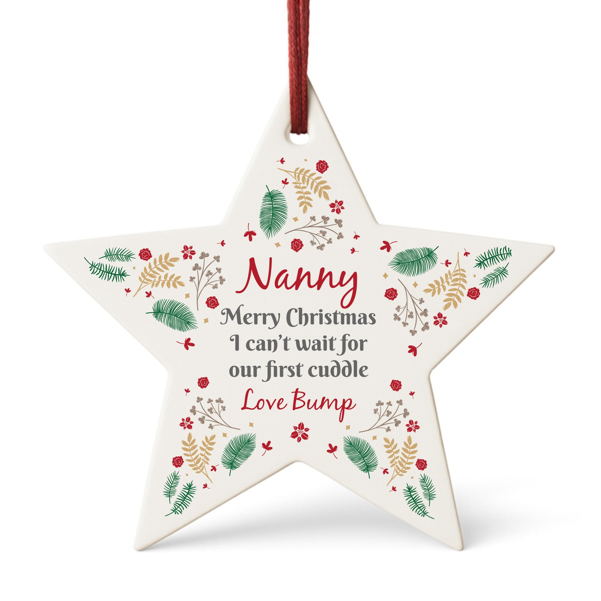 Red Ocean Merry Christmas Nanny To Be From Bump Acrylic Star For New Nanny Christmas Tree Decoration Baby Bump Beautiful Keepsake