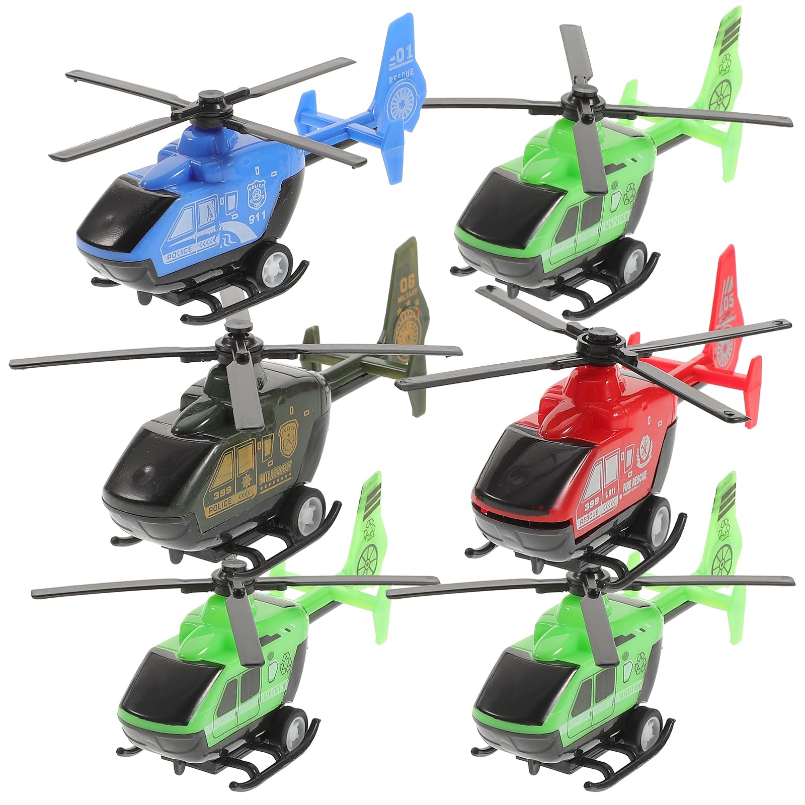 NUOBESTY Pull Back Helicopter Toy Pullback Plane Toys Mini Helicopter Models Inertia for Children Kids Playing 6pcs (Random Color) Airplane