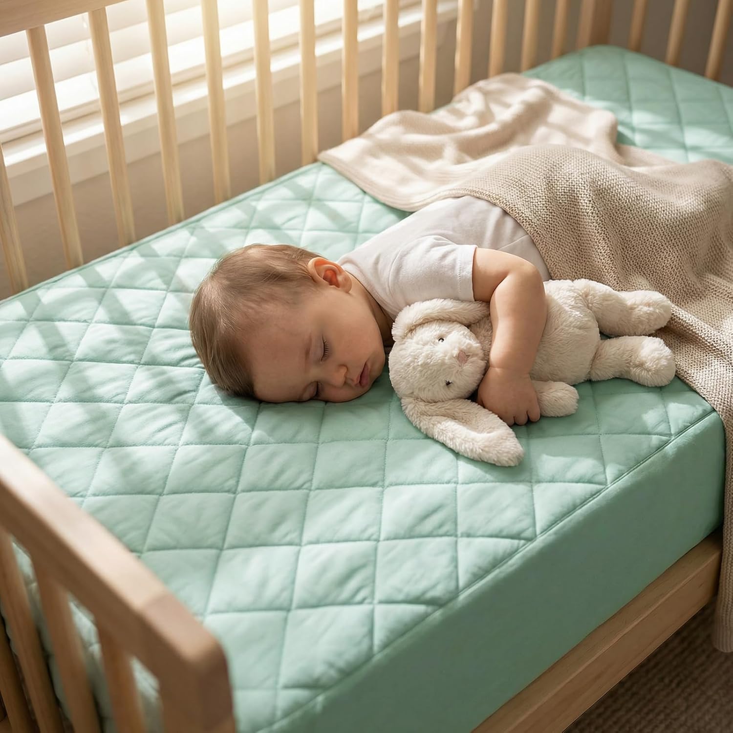 Quilted Crib Mattress Protector (2-Pack), Soft Toddler Mattress Pad Cover, Fits Standard Baby Crib Mattress 52x28''