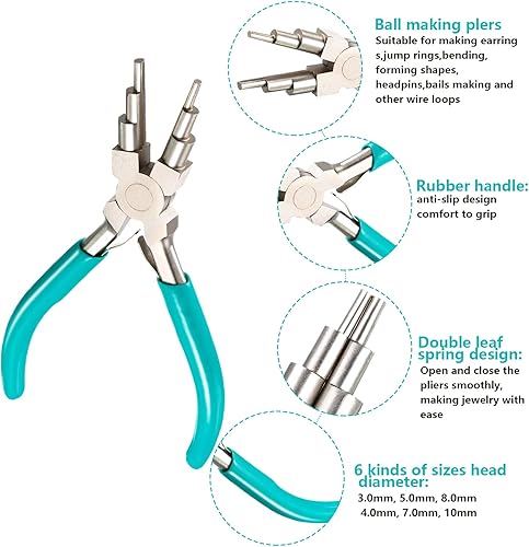 Miniatura 3 de 2 Piezas de Herramientas para Hacer Joyas, Alicates para Hacer Anillas, Alicates Joyeros 6 en 1, Alicates para Doblar Alambre, para Rebordear, Hacer