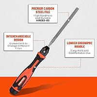 Vista 5 de ValueMax Juego de 7 Limas de Aguja Intercambiables, Juego de Limas Pequeño Incluye Lima Plana, Lima Plana con Punta, Lima Redonda, Lima