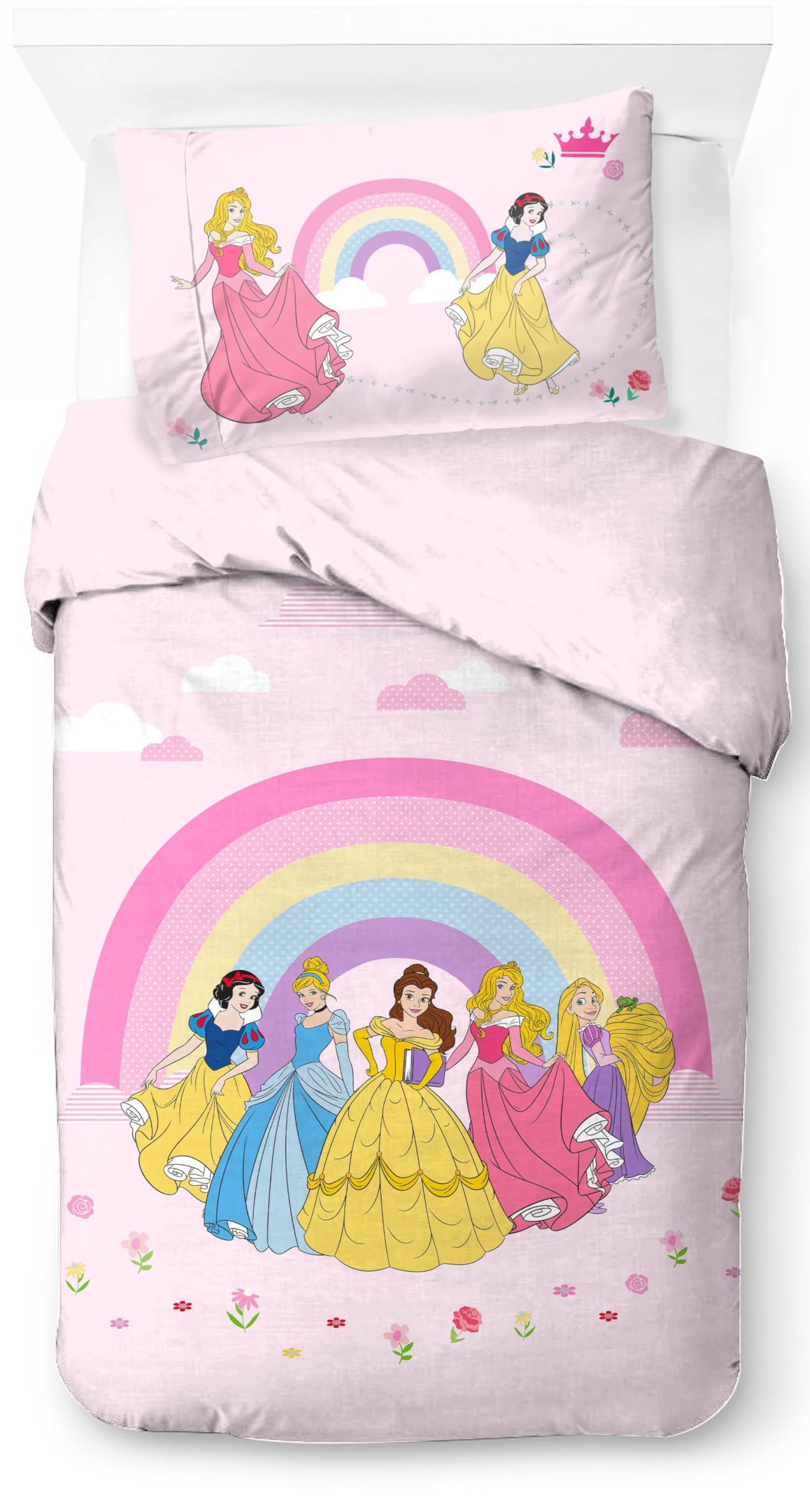 Jay Franco Disney Princess Rainbow 100 Cotton Single Duvet Cover