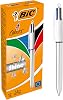 BIC 4 Colors Shine Silver Body Ballpoint Pen 12 Box, 4 Colors (Blue, Black, Green and Red), 1.0 mm. Fly