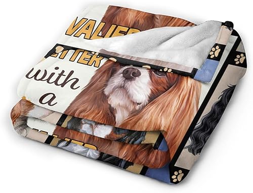 Miniatura 4 de Manta King Charles Cavalier - Manta de forro polar suave y acogedora manta de viaje para sofá o cama, regalo para los amantes de los perros, 50 x 40