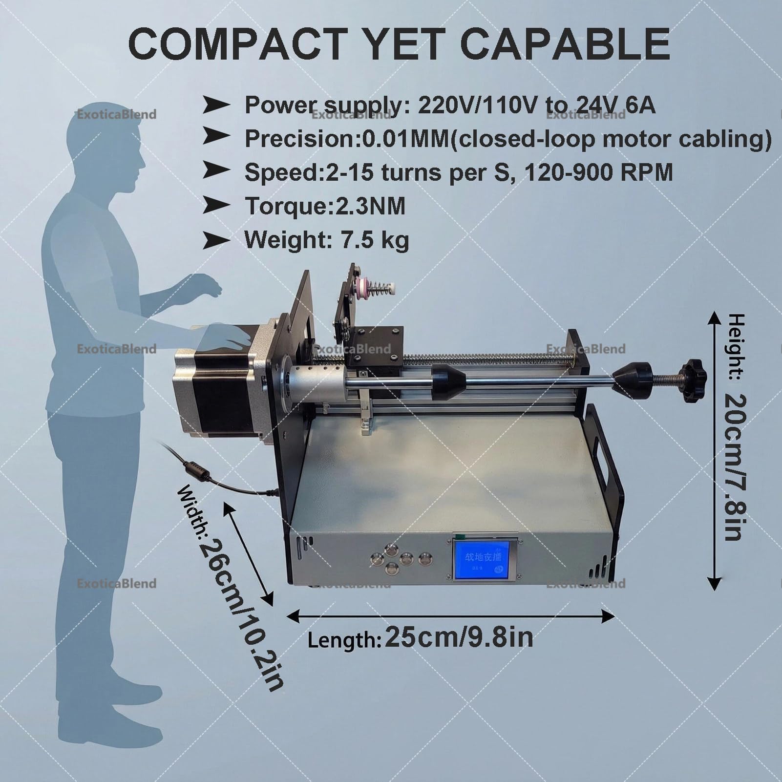 Spulenwickelmaschine/Automatische Spulenwickelmaschine mit LCD-Display, 0,01 mm höchste Genauigkeit, automatische Spulenwickelmaschine für Angelschnur