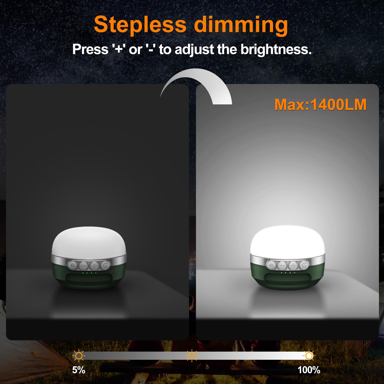 ZMNT Lanterna da campeggio a LED ricaricabile, 1400 lm, fino a 420 ore, luce RGB per tenda da campeggio, 10400 mAh, luce di emergenza per uragano, interruzioni di corrente, casa, escursionismo, viola