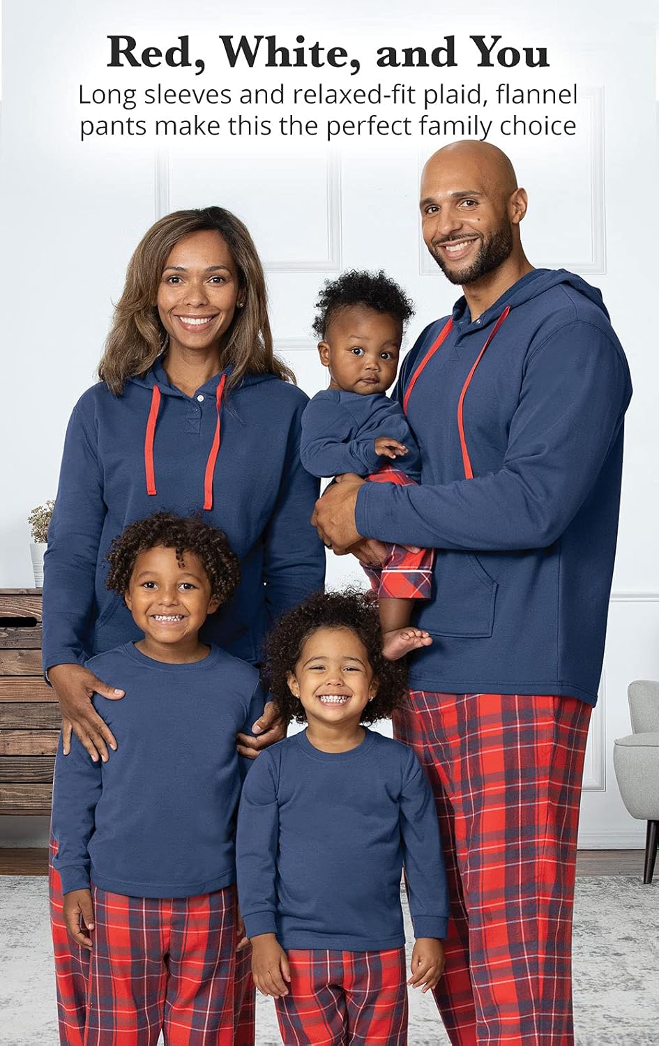 PajamaGram Family Pajamas Matching Sets - Family PJs, Red & Blue Plaid, Pets SM - Image 3