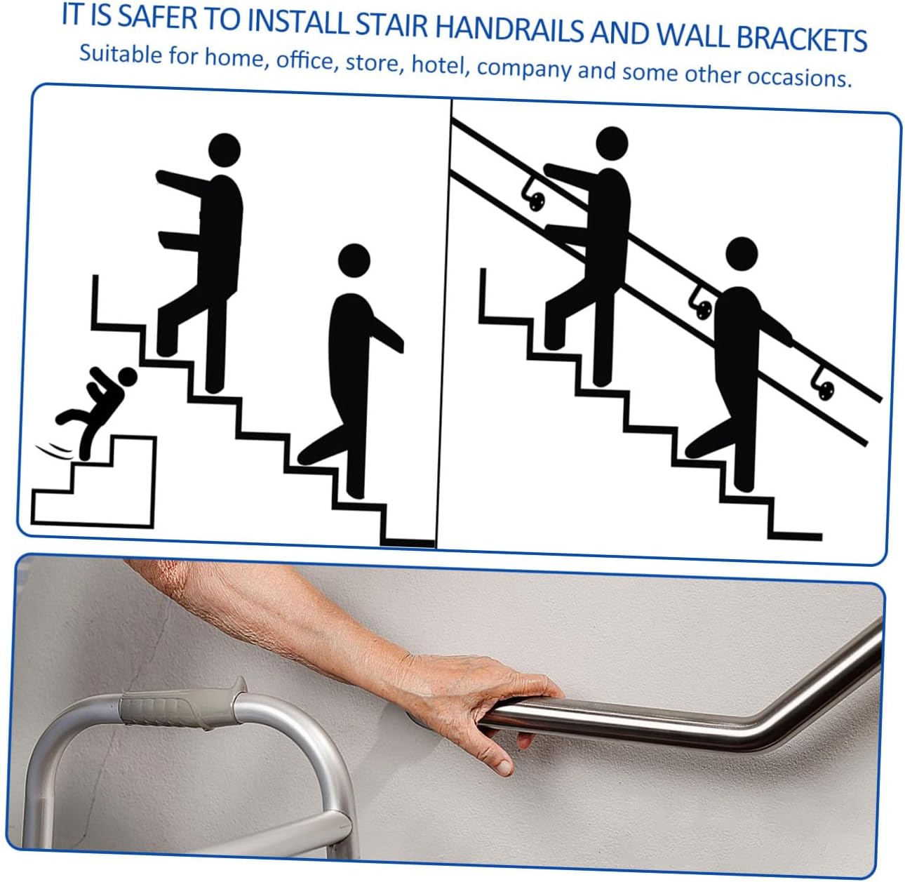 5pcs Stainless Steel Armrest Bracket Handrails for Outside Steps Indoor Stair Railings